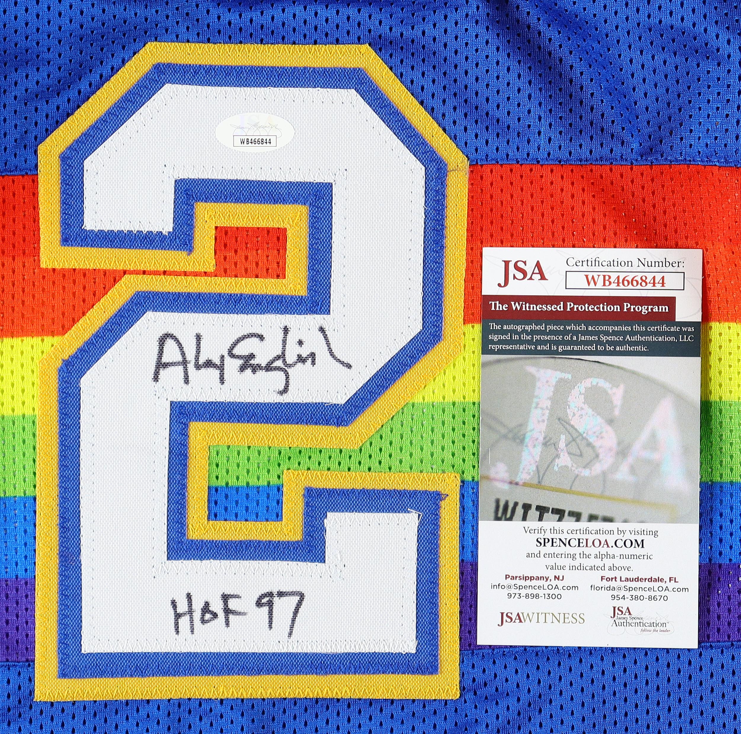Alex English Signed Jersey Inscribed "HOF 97" (JSA)