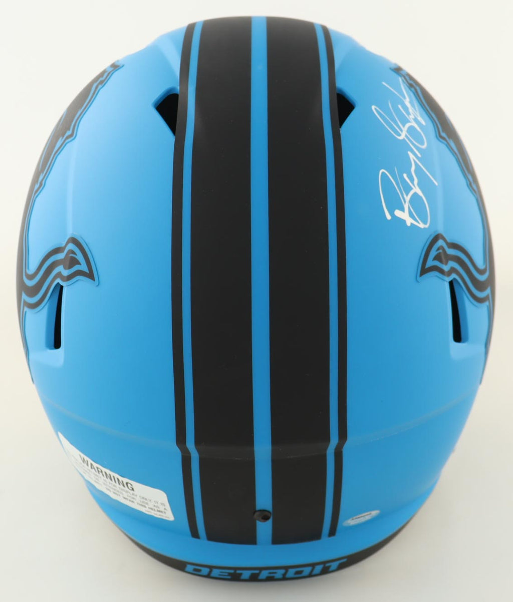 Barry Sanders Signed Lions Full-Size Rave Alternate Speed Helmet (Schwartz)