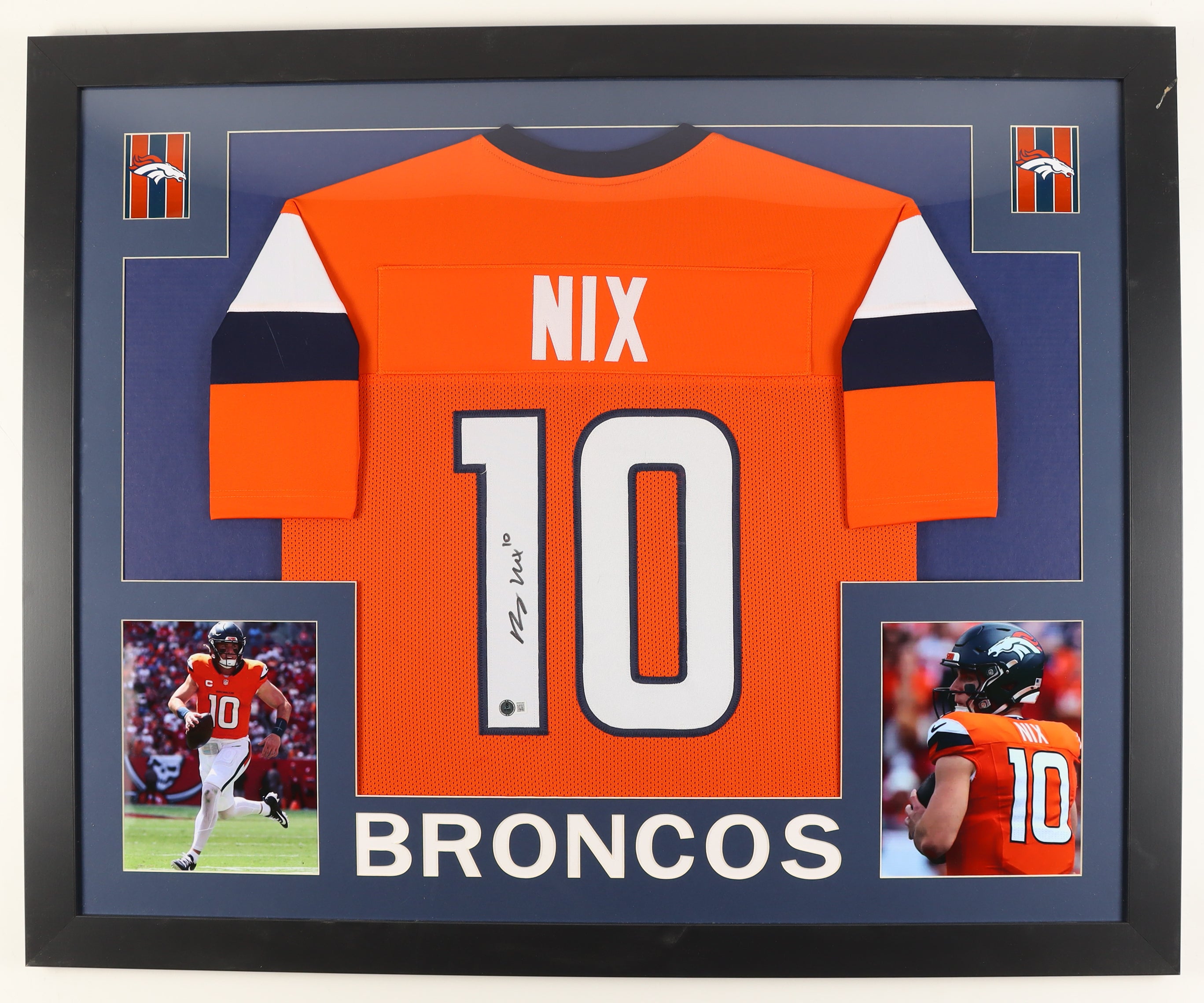 Bo Nix Signed Custom Framed Jersey Display (Beckett)